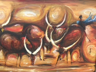 Ankole Cattle with heads boy 